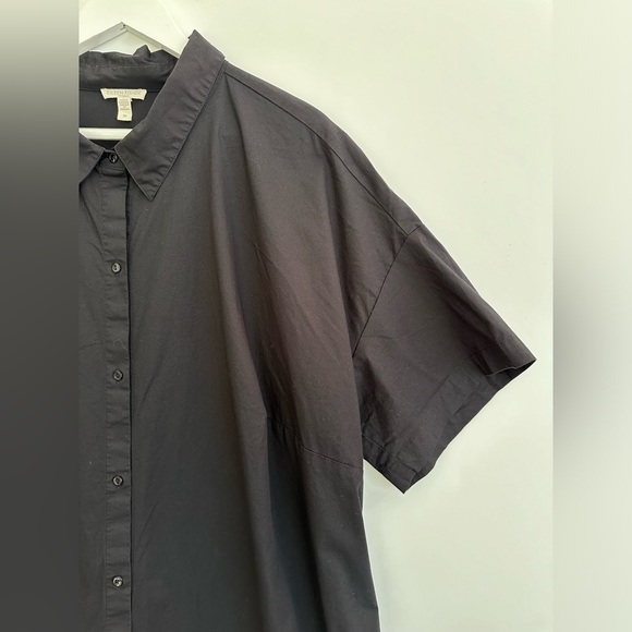 EILEEN FISHER ORGANIC COTTON STRETCH POPLIN SHIRT DRESS - BLACK - PLUS SIZE 3X - Picture 7 of 10